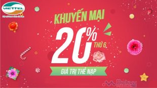 Chúc mừng năm mới: Viettel khuyến mãi 20% giá trị thẻ nạp ngày 30/12/2019