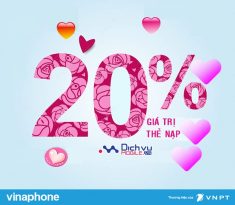Vinaphone khuyến mãi 20% giá trị thẻ nạp ngày vàng 28/2/2020 