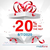 Mobifone khuyến mãi 20% giá trị thẻ nạp ngày 8/7/2020