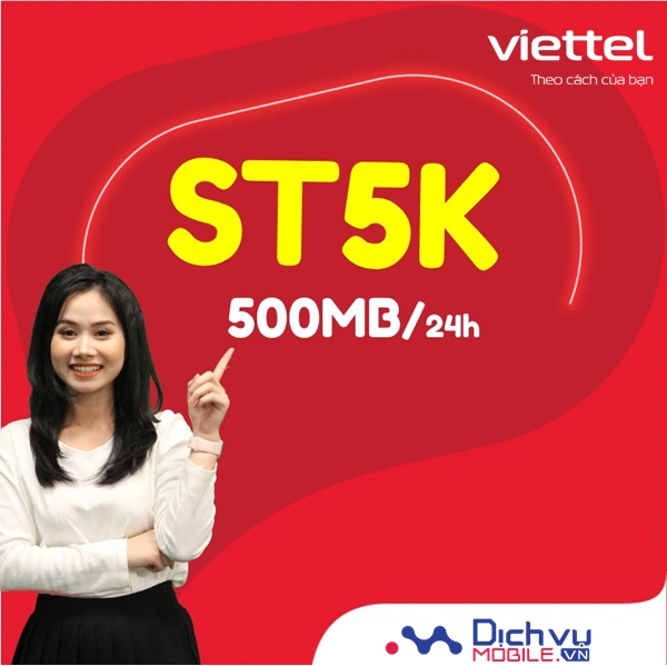 Hướng dẫn đăng ký gói ST5K Viettel nhận 500MB chỉ 5k