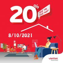 Viettel khuyến mãi tặng 20% giá trị thẻ nạp duy nhất ngày 8/10/2021 cục bộ