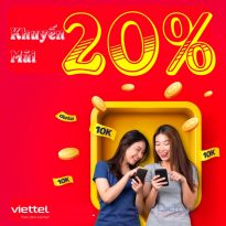 Viettel khuyến mãi 20% thẻ nạp duy nhất ngày vàng 10/1/2022