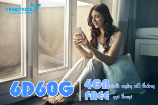 Đăng ký gói 6D60G Vinaphone nhận 9300 phút thoại, 360GB và 120,000đ