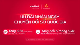 Viettel khuyến mãi 50% thẻ nạp ngày10/10 đến hết ngày 11/10/2022