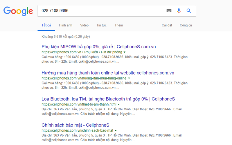 Tra cứu thông tin người dùng qua Google