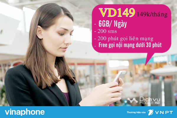 Hướng dẫn đăng ký gói VD149 của Vinaphone ưu đãi 180GB data, 200 phút gọi và tin nhắn