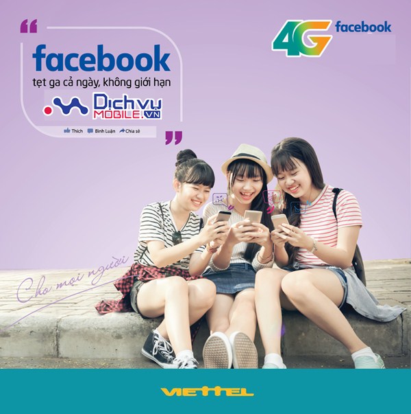 Lướt Facebook “Căng đét” với các gói 4GFB mạng Viettel
