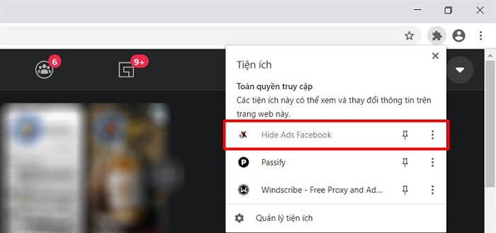 Kiểm tra tiện ích đã thêm thành công chưa