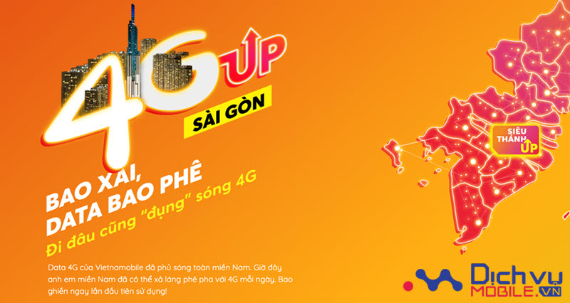 Đăng ký gói 4G Siêu Thánh Up Vietnamobile giá chỉ 50.000đ/30 ngày
